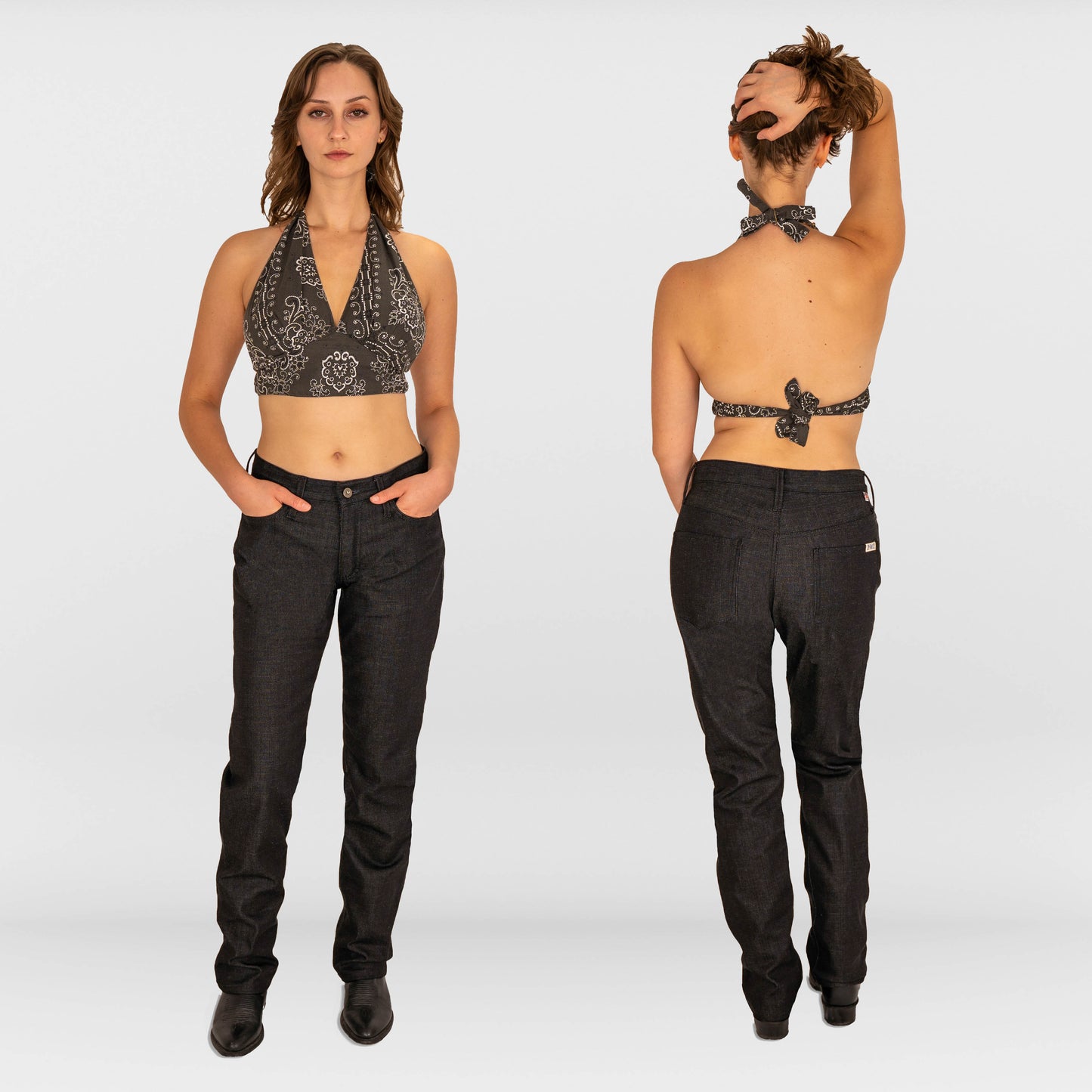 Ladies Black Italian Denim 5 Pocket Jeans