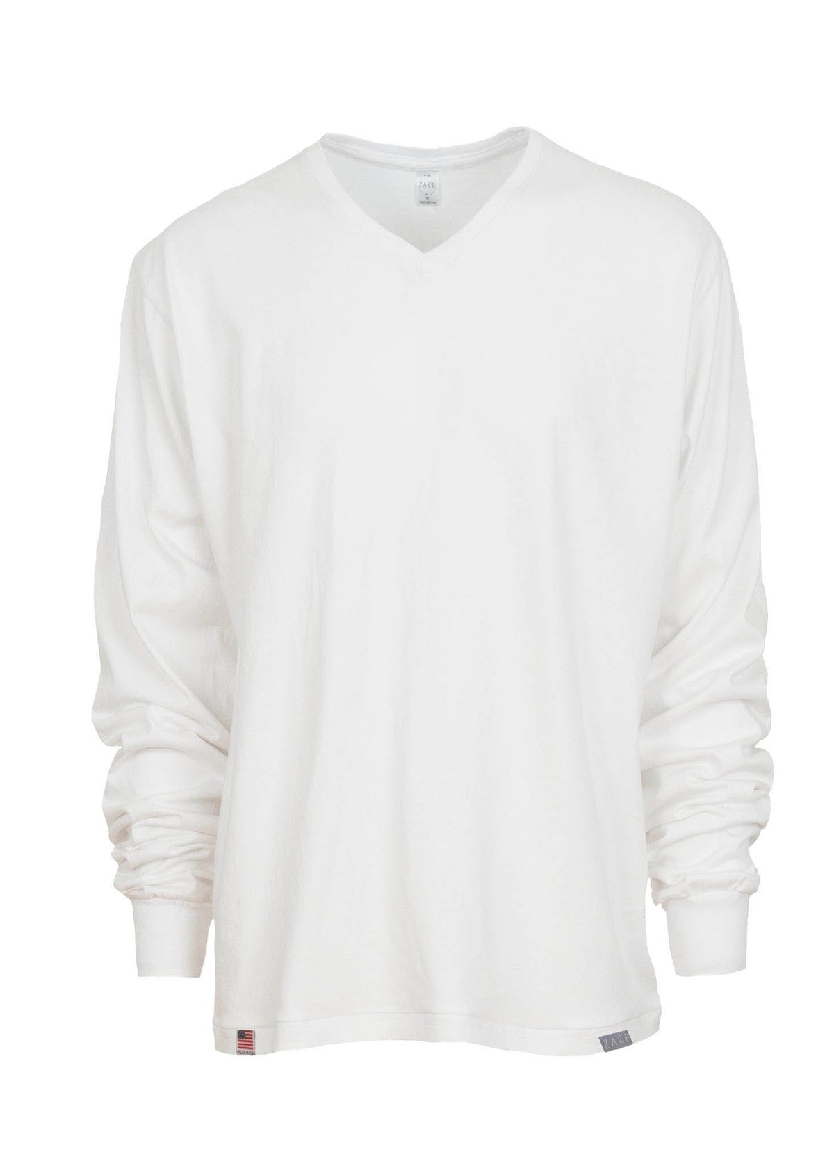 Long Sleeve V-Neck Work Tee Shirt White