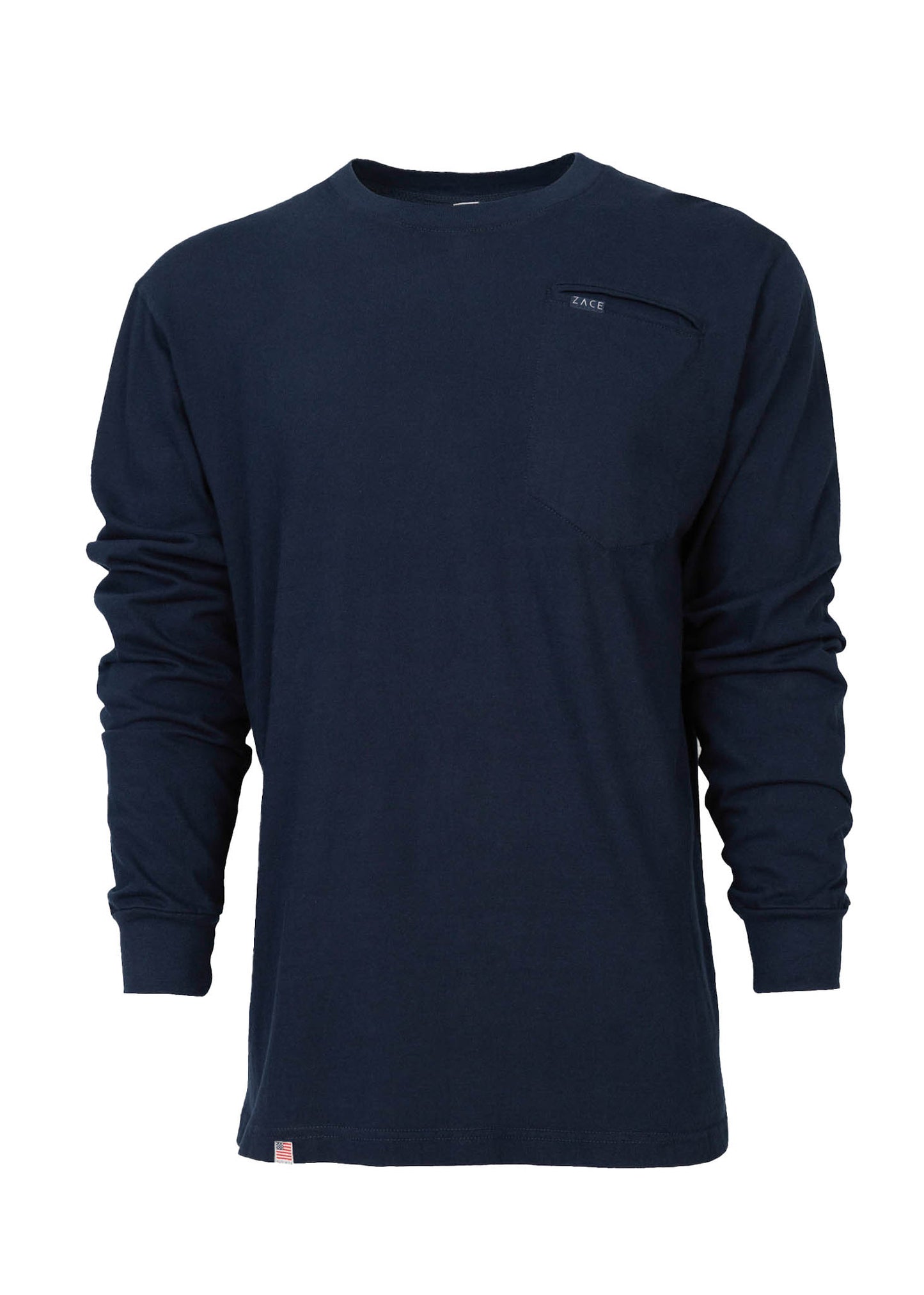 Navy Long Sleeve Welt Pocket T-Shirt