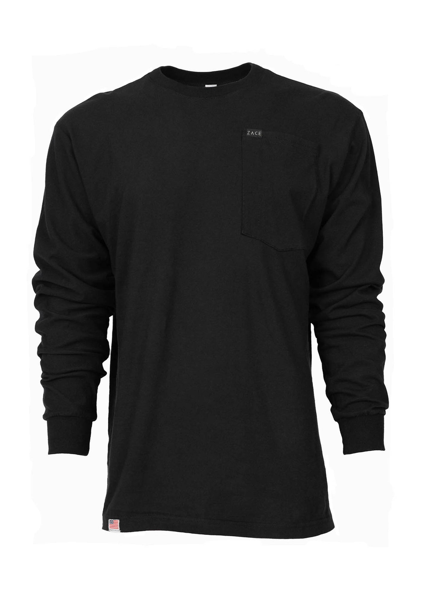 Black Long Sleeve Patch Pocket T-Shirt