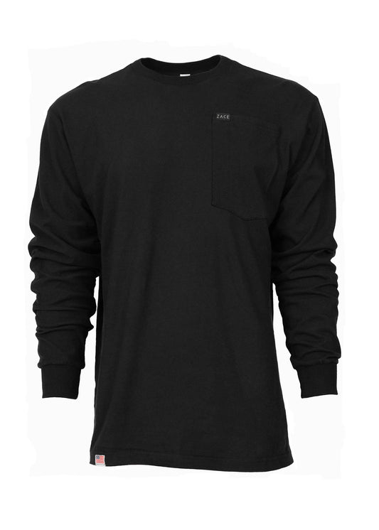 Black Long Sleeve Patch Pocket T-Shirt