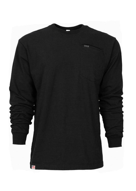 Black Long Sleeve Welt Pocket T-Shirt