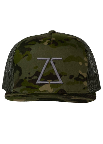 Green Camo Flat Bill Trucker Hat