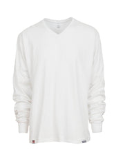 Long Sleeve V-Neck Work Tee Shirt White