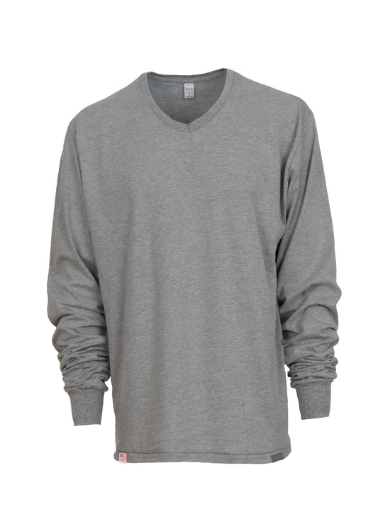 Gray Long Sleeve V-Neck T-Shirt